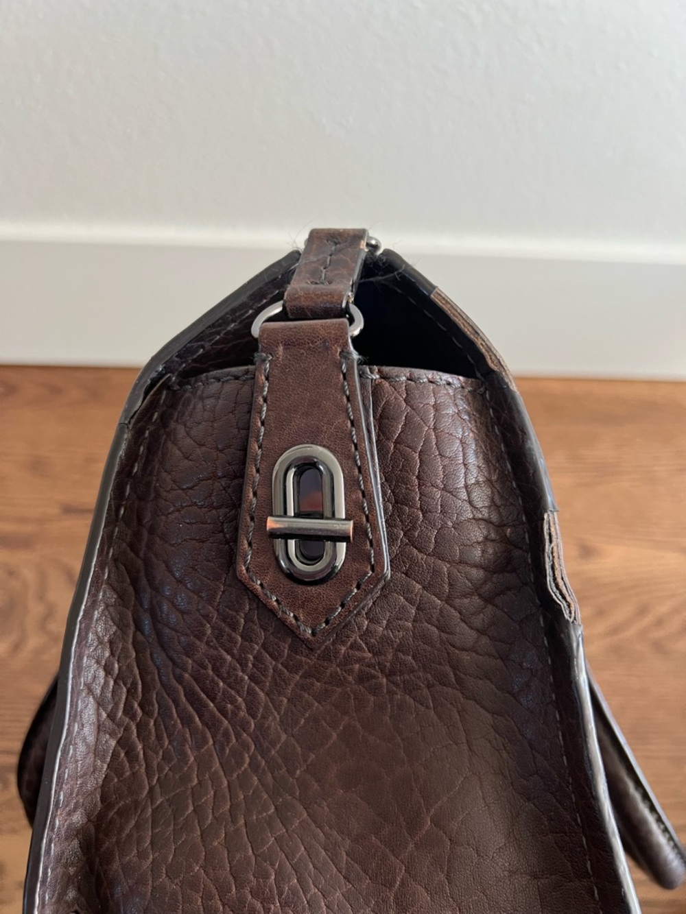 Reed Krakoff Dark Brown Embossed Leather Satchel - Picture 9 of 16